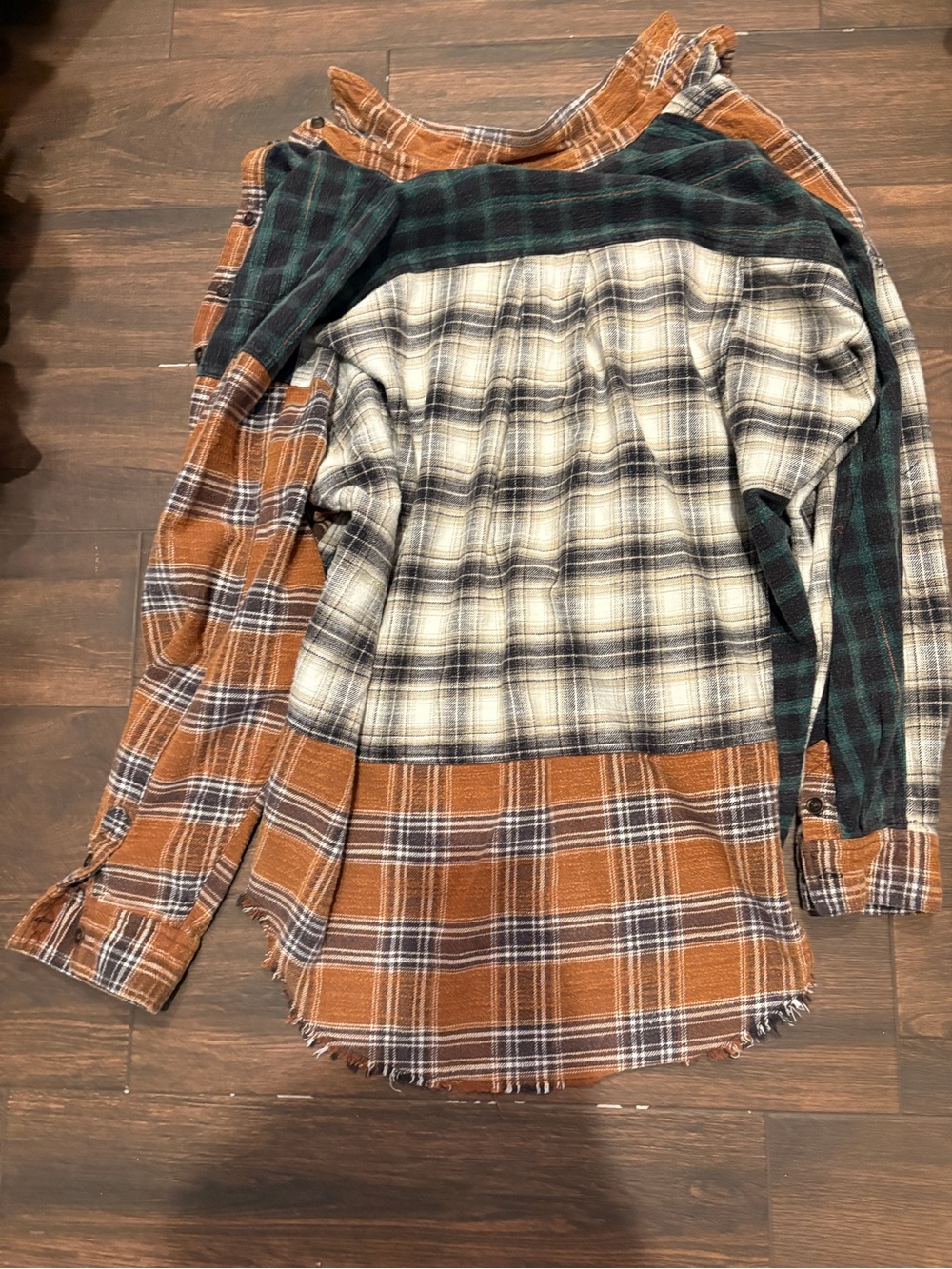 BDG Patchwork Plaid Flannel Jacket — Brown, Cream, Green - Picture 6 of 6